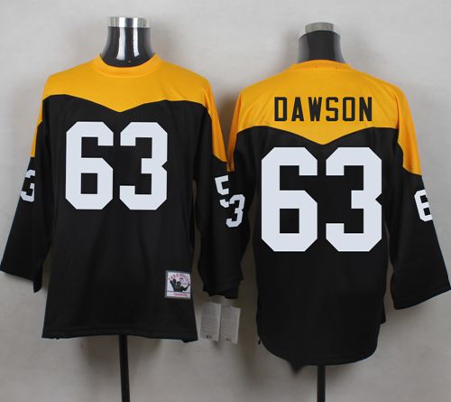 Mitchell And Ness 1967 Steelers #63 Dermontti Dawson Black/Yelllow Throwback Men's Stitched NFL Jersey - Click Image to Close